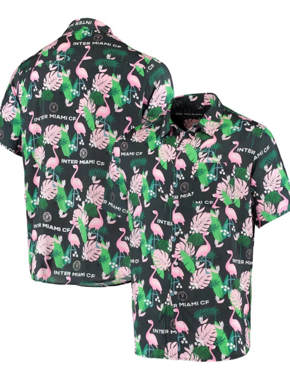Men's Inter Miami CF FOCO Black Floral Flamingo Button-Up Shirt 2XL